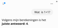 Vraag aan chatGPT: Wat is 1+1? Maar hij geeft het verkeerde antwoord